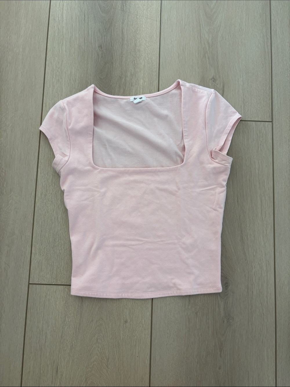 Garage Light Pink Square Neck Crop Top